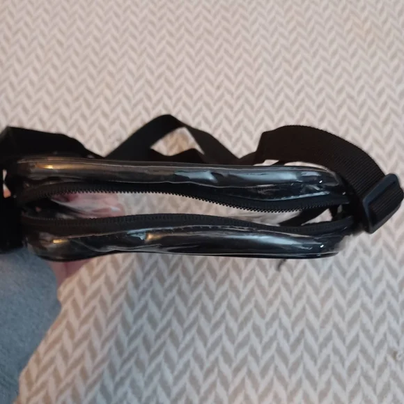 Clear Crossbody Shoulder Bag Black Trim New - Picture 3 of 4